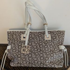 Calvin Klein Monogram Beige/Brown Canvas Tote